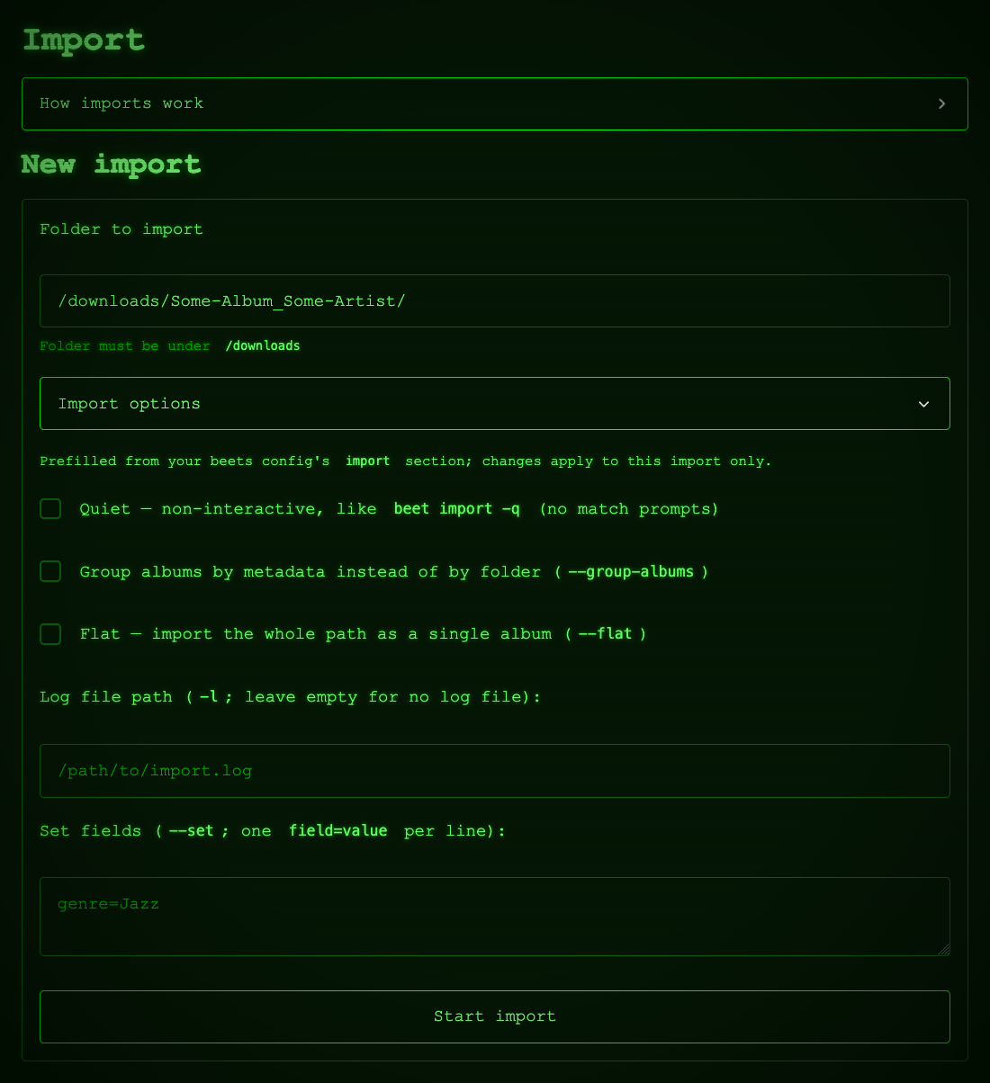 Running imports